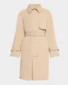 Emporio Armani Belted Technical Cotton Trench Coat In Beige