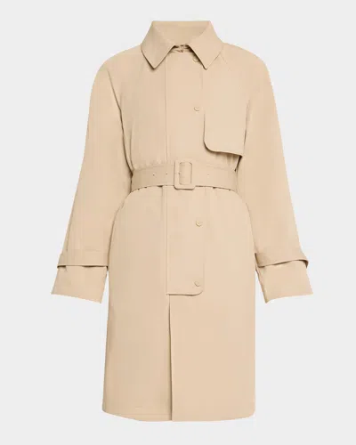 Emporio Armani Belted Technical Cotton Trench Coat In Beige