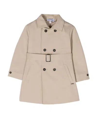 Emporio Armani Belted Trench Coat In Nude