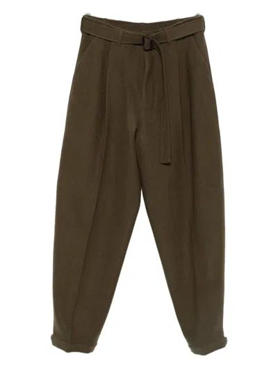 Emporio Armani Belted Trousers In Green