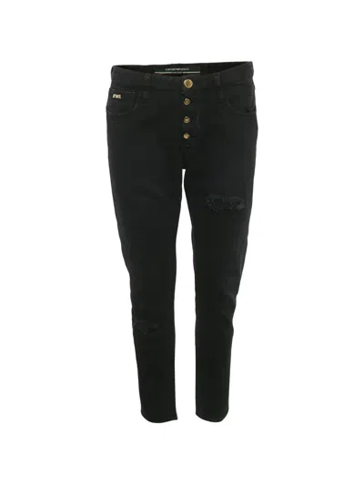 Pre-owned Emporio Armani Belt-loop Distressed Jeans In Black
