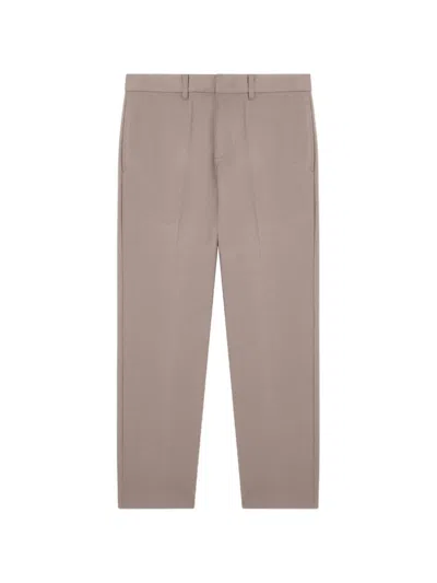 Emporio Armani Straight Fit Front Back Slit Trousers In Brown
