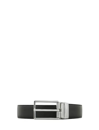 Emporio Armani Reversible Leather Belt In Black
