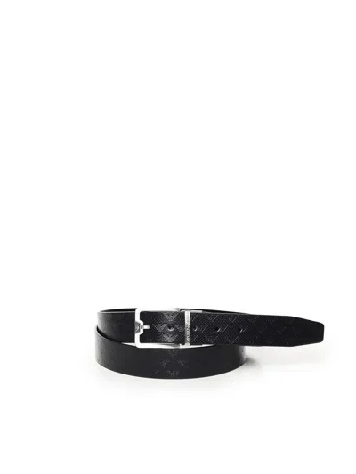 Emporio Armani Adjustable Calfskin Buckle Belt In Black