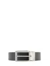 Emporio Armani Reversible Leather Belt With Embossed Logo In Nero/blu