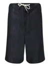 Emporio Armani Midnight Blue Drawstring Waist Shorts In Blue