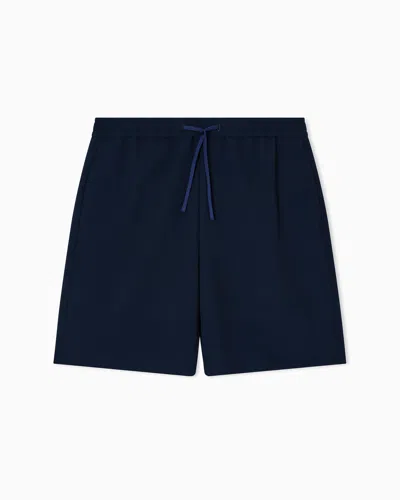 EMPORIO ARMANI ICON 3D PIQUÉ-EFFECT CRÊPE JERSEY BERMUDA SHORTS