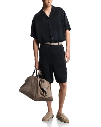 Emporio Armani Bermuda Paisley Jacquard Shorts In Black