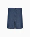 Emporio Armani Denim Bermuda Shorts In Blue