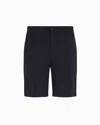 Emporio Armani Jersey Bermuda Shorts With Ribs In Navy Blue