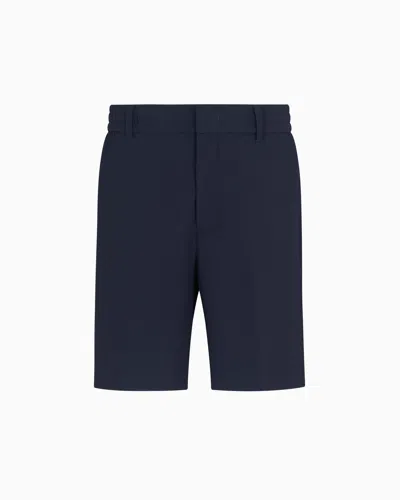 EMPORIO ARMANI CANNETÉ-EFFECT STRETCH NYLON BERMUDA SHORTS