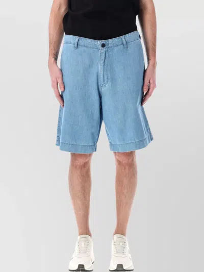 Emporio Armani Chambray Denim Bermuda Shorts In Multicolor
