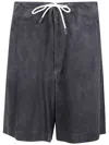 Emporio Armani Dark Blue Suede Bermuda Shorts
