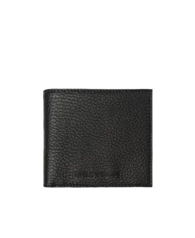 Emporio Armani Bi-fold Leather Wallet In Black