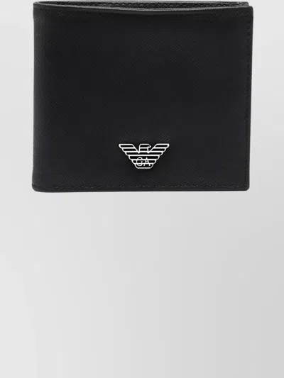 EMPORIO ARMANI BI-FOLD RECYCLED LEATHER TEXTURED WALLET