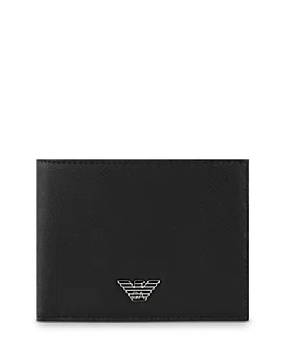 Emporio Armani Bi Fold Wallet With Coin Pocket In Black