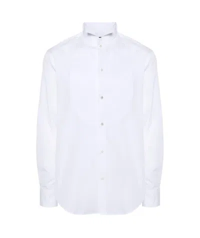 Emporio Armani Bib-panel Cotton Shirt In White