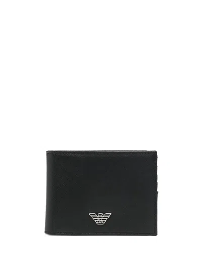 Emporio Armani Mens Black Logo-embellished Leather Wallet
