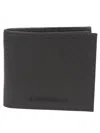 Emporio Armani Bi-fold Textured Finish Wallet In Black