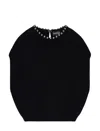 Emporio Armani Virgin Wool And Cashmere Top With Oversized Metal Spheres In Black