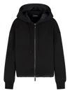 Emporio Armani Long Sleeve Hooded Drop Shoulder Two-way Zip Jacket In Black