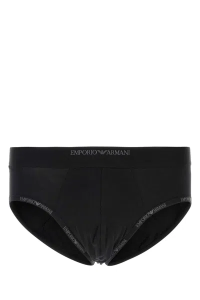 Emporio Armani Stretch Cotton Brief Collection In Black