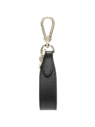 Emporio Armani Leather Keyring In Black