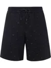 Emporio Armani Allover Logo Cotton Shorts In Black