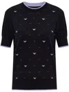 Emporio Armani Black Allover Logo Cotton Sweater