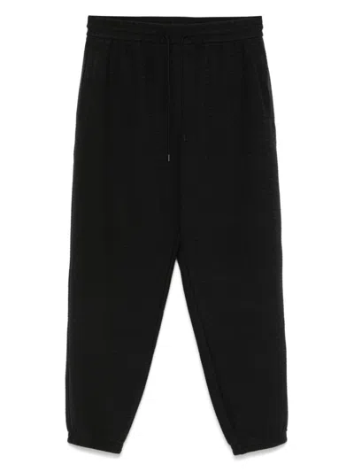 EMPORIO ARMANI BLACK ALLOVER LOGO SWEATPANTS