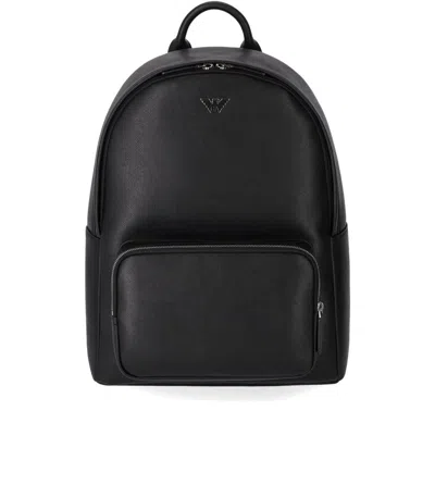 Emporio Armani Backpack With Eagle Logo Plate In Black
