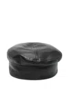 Emporio Armani Leather Panelled Basque Hat With Stitched Panels In Black