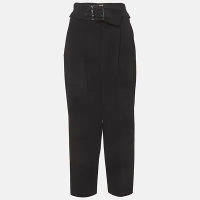 Pre-owned Emporio Armani Black Belted Crepe Trousers S