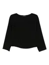 Emporio Armani Three-quarter-sleeve Cropped Top In Black