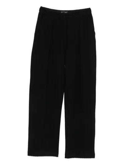EMPORIO ARMANI BLACK COTTON BLEND TROUSERS