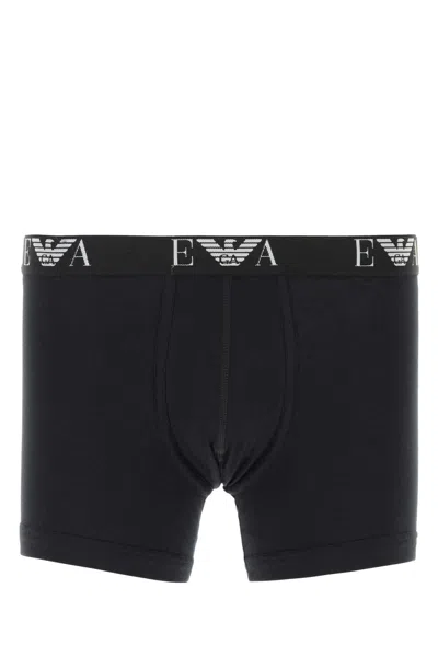 EMPORIO ARMANI BLACK COTTON BOXER SET