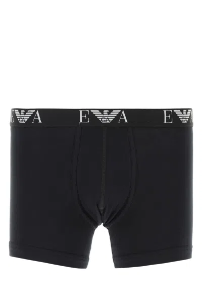 Emporio Armani Set Di Boxer In Cotone Nero Uomo In Black