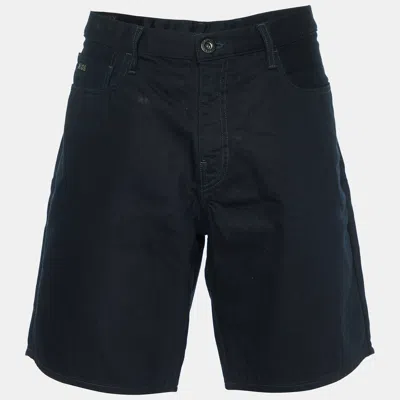 Pre-owned Emporio Armani Black Cotton Denim Shorts Xl/waist 38"