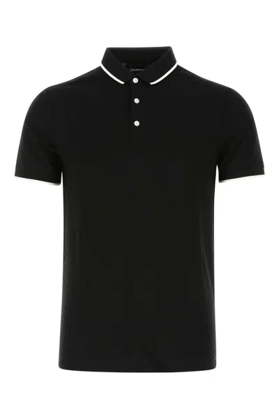 Emporio Armani Black Cotton Polo Shirt