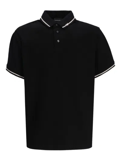 EMPORIO ARMANI BLACK COTTON POLO SHIRT