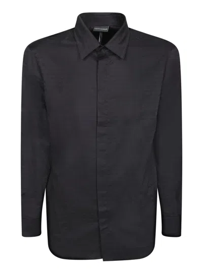 Emporio Armani Black Cotton Shirt With All-over Logo By