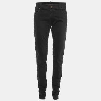 Pre-owned Emporio Armani Black Cotton Slim Fit Jeans M/waist 34"