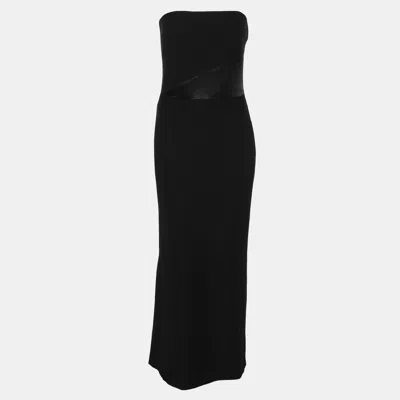 Pre-owned Emporio Armani Black Creep Strapless Maxi Dress S