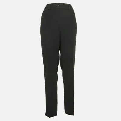 Pre-owned Emporio Armani Black Crepe Formal Pants L