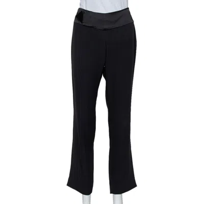 Pre-owned Emporio Armani Black Crepe Tapered Leg Trousers S