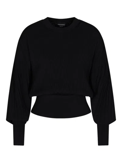 EMPORIO ARMANI BLACK CREWNECK PULLOVER