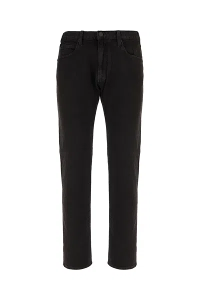 Emporio Armani Logo-plaque Jeans In Black