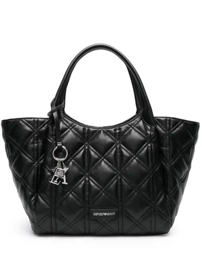 Emporio Armani Leather Shopping Bag In Black