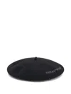 Emporio Armani Wool Beret With A Micro-stud Logo In Gold