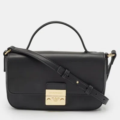 Pre-owned Emporio Armani Black Faux Leather Top Handle Bag